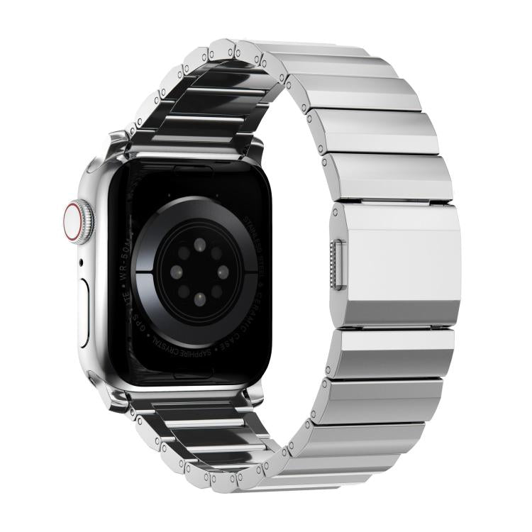 For Apple Watch 46mm / 49mm / 45mm / 44mm Norman Clasp One-Bead Stainless Steel Watch Band(Silver) by bashfashion