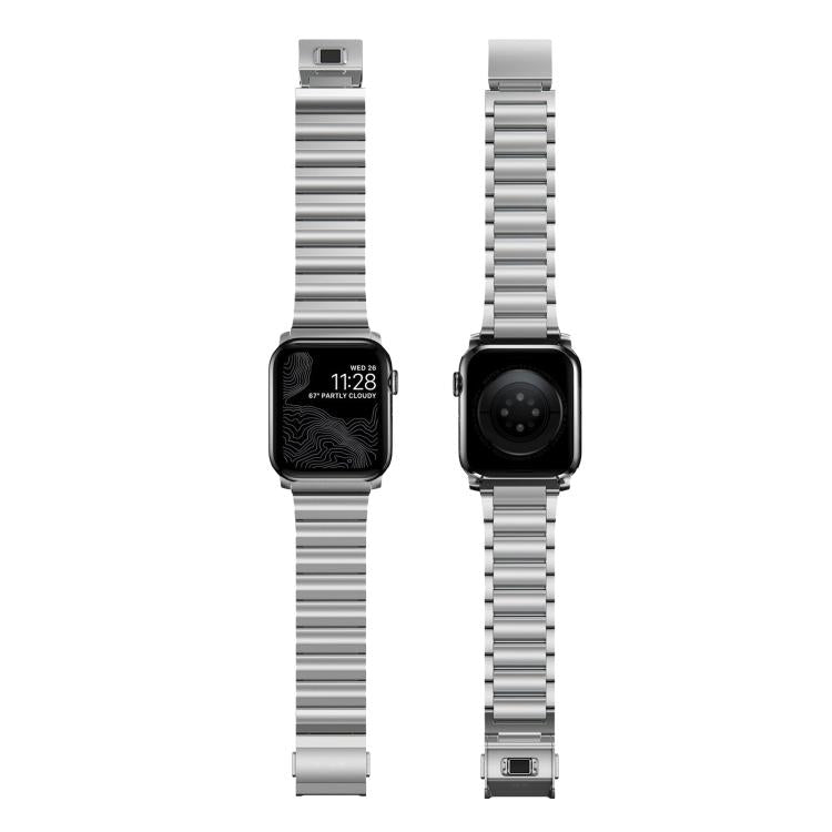 For Apple Watch 46mm / 49mm / 45mm / 44mm Norman Clasp One-Bead Stainless Steel Watch Band(Silver) by bashfashion