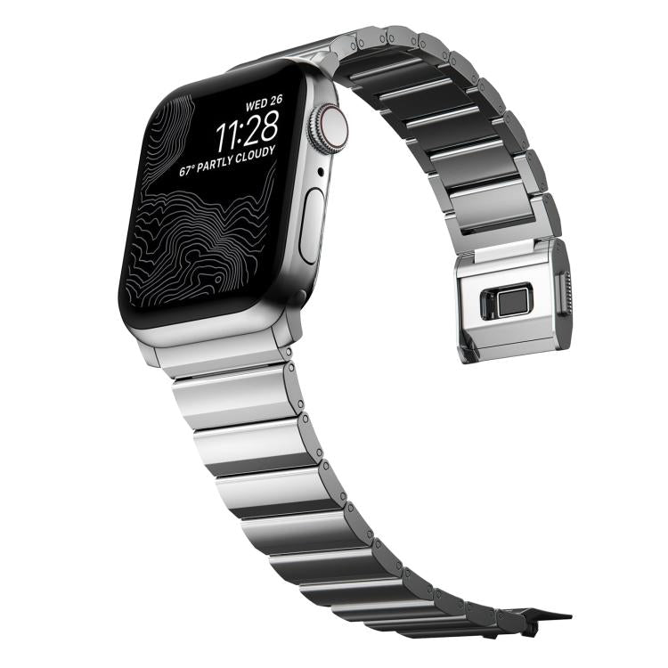 For Apple Watch 46mm / 49mm / 45mm / 44mm Norman Clasp One-Bead Stainless Steel Watch Band(Silver) by bashfashion