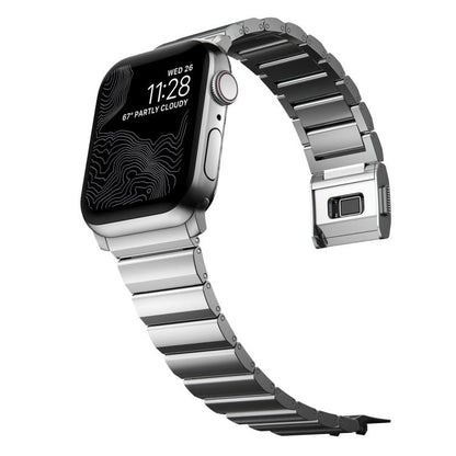 For Apple Watch 46mm / 49mm / 45mm / 44mm Norman Clasp One-Bead Stainless Steel Watch Band(Silver) by bashfashion
