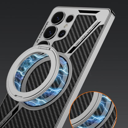 For Samsung Galaxy S25 Ultra 5G GKK Electroplating Leather Z-Shape Disassemble MagSafe Phone Case, Not Included Pen(Titanium Gray) by GKK