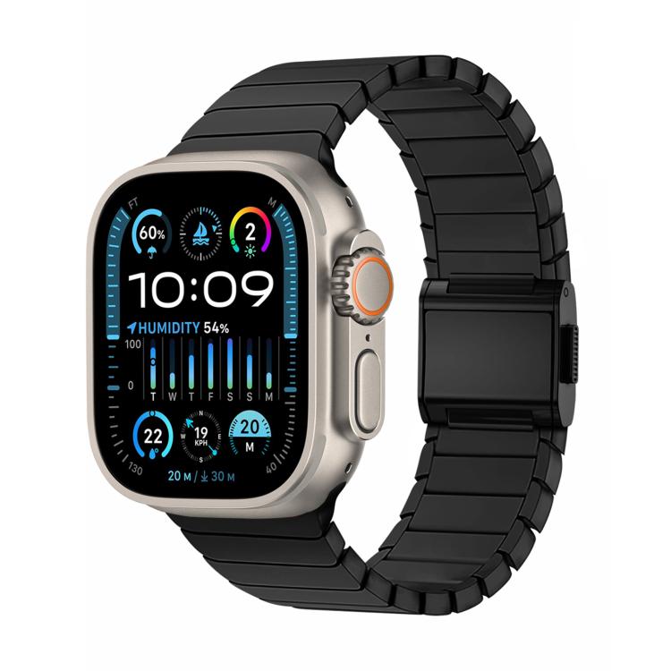 For Apple Watch 46mm / 49mm / 45mm / 44mm Bamboo Norman Buckle Pure Titanium Watch Band(Black) by bashfashion