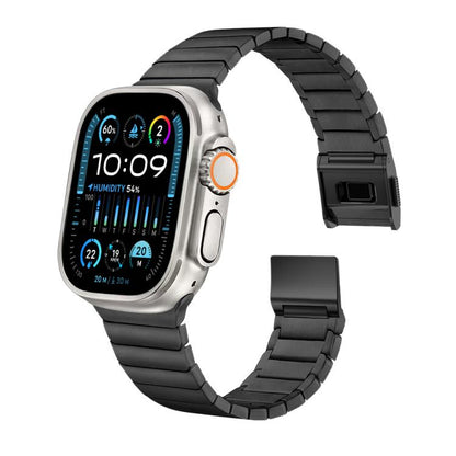 For Apple Watch 46mm / 49mm / 45mm / 44mm Bamboo Norman Buckle Pure Titanium Watch Band(Black) by bashfashion