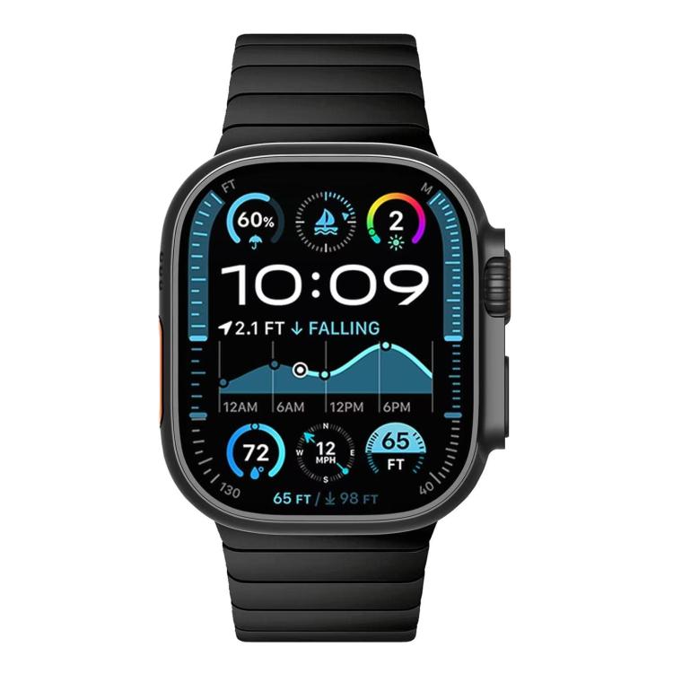 For Apple Watch 46mm / 49mm / 45mm / 44mm Bamboo Norman Buckle Pure Titanium Watch Band(Black) by bashfashion