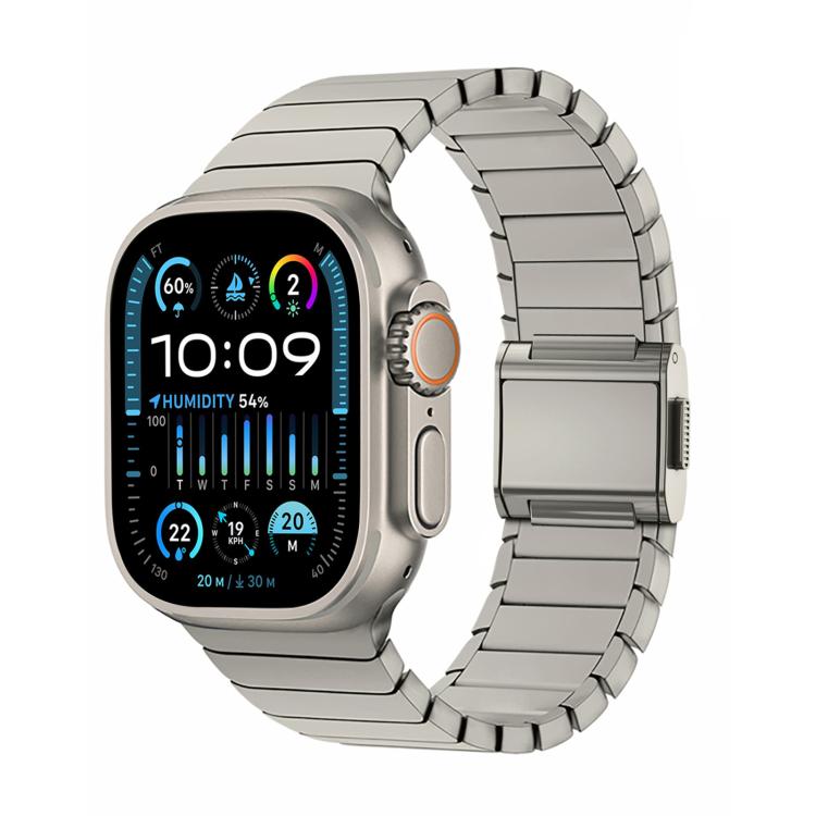 For Apple Watch 46mm / 49mm / 45mm / 44mm Bamboo Norman Buckle Pure Titanium Watch Band(Titanium) by bashfashion