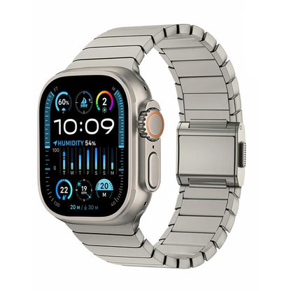 For Apple Watch 46mm / 49mm / 45mm / 44mm Bamboo Norman Buckle Pure Titanium Watch Band(Titanium) by bashfashion