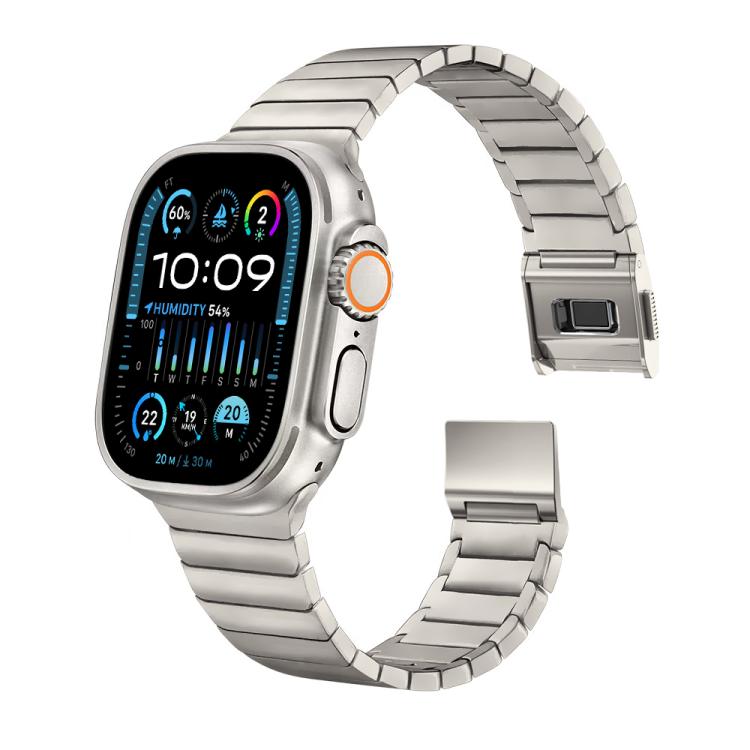 For Apple Watch 46mm / 49mm / 45mm / 44mm Bamboo Norman Buckle Pure Titanium Watch Band(Titanium) by bashfashion