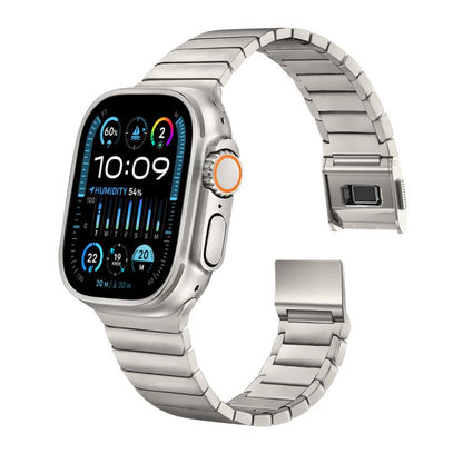 For Apple Watch 46mm / 49mm / 45mm / 44mm Bamboo Norman Buckle Pure Titanium Watch Band(Titanium) by bashfashion