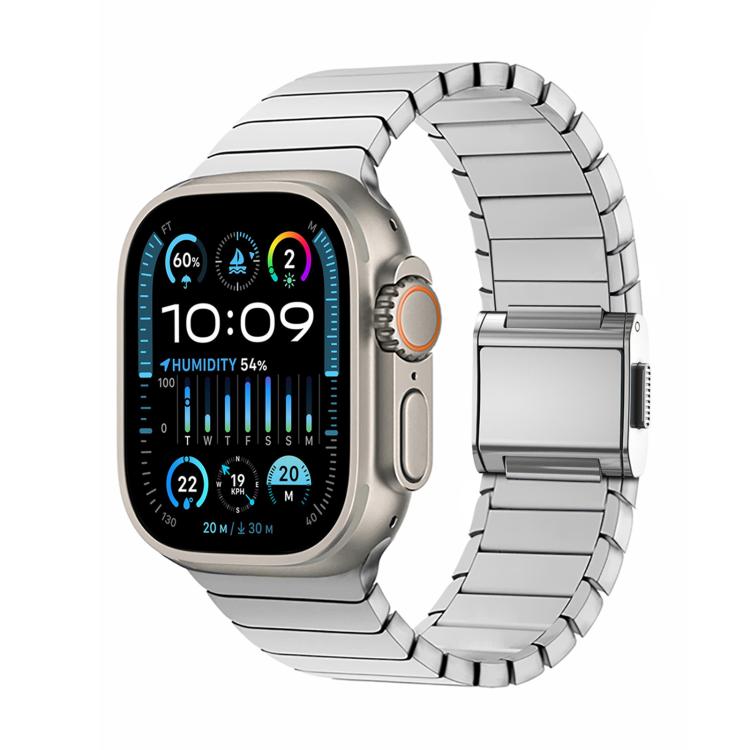 For Apple Watch 46mm / 49mm / 45mm / 44mm Bamboo Norman Buckle Pure Titanium Watch Band(Silver) by bashfashion