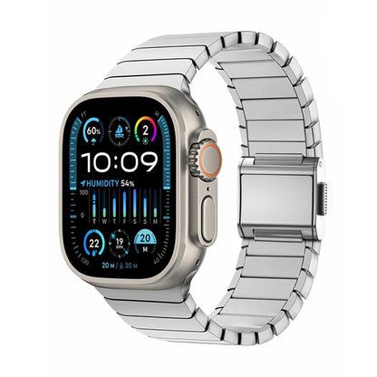 For Apple Watch 46mm / 49mm / 45mm / 44mm Bamboo Norman Buckle Pure Titanium Watch Band(Silver) by bashfashion