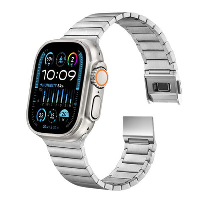 For Apple Watch 46mm / 49mm / 45mm / 44mm Bamboo Norman Buckle Pure Titanium Watch Band(Silver) by bashfashion