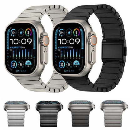 For Apple Watch 46mm / 49mm / 45mm / 44mm Bamboo Norman Buckle Pure Titanium Watch Band(Slate Grey) by bashfashion