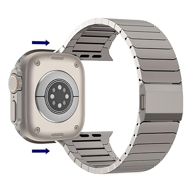 For Apple Watch 46mm / 49mm / 45mm / 44mm Bamboo Norman Buckle Pure Titanium Watch Band(Silver) by bashfashion