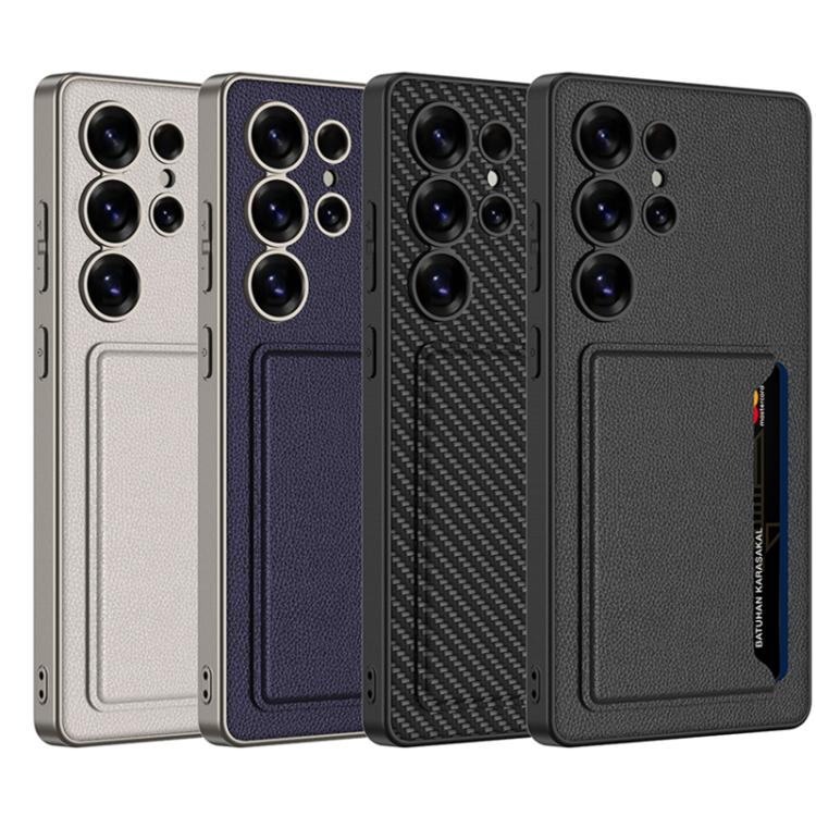 For Samsung Galaxy S25 Ultra 5G GKK Ultra-thin Leather Card Slots Phone Case With Magnetic Holder(Carbon Fiber Texture) by GKK