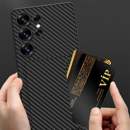 For Samsung Galaxy S25 Ultra 5G GKK Ultra-thin Leather Card Slots Phone Case With Magnetic Holder(Carbon Fiber Texture) by GKK