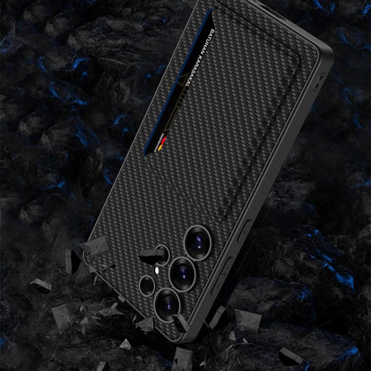 For Samsung Galaxy S25 Ultra 5G GKK Ultra-thin Leather Card Slots Phone Case With Magnetic Holder(Carbon Fiber Texture) by GKK