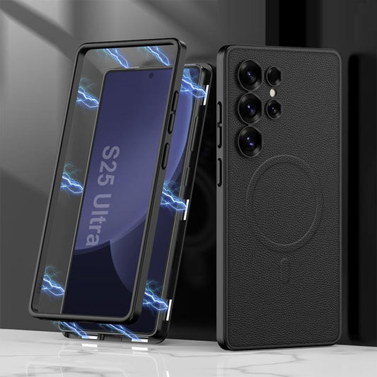 For Samsung Galaxy S25 Ultra 5G GKK Built-in MagSafe Leather Full Coverage Phone Case(Black) by GKK