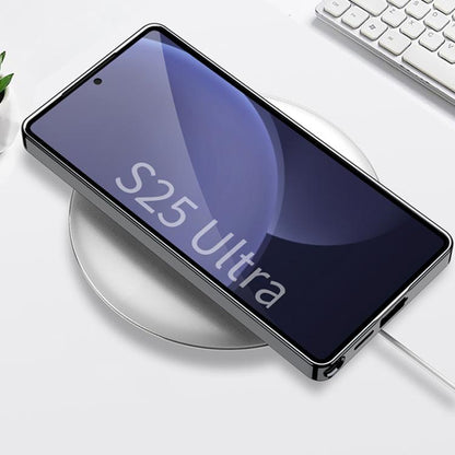 For Samsung Galaxy S25 Ultra 5G GKK Plating Leather Wood Texture Full Coverage Phone Case(Black) by GKK