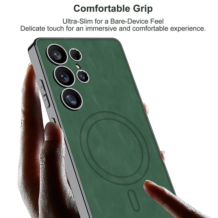 For Samsung Galaxy S25 Ultra 5G GKK Plating Leather Built-in MagSafe Frosted Phone Case(Black) by GKK