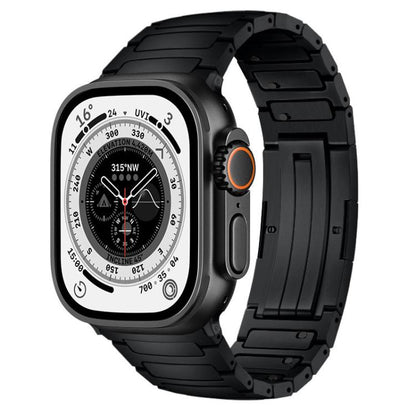 For Apple Watch 46mm / 49mm / 45mm / 44mm Integrated I-Shaped Quick Release Titanium Alloy Watch Band(Black) by bashfashion