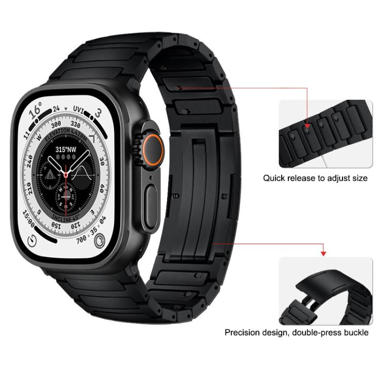For Apple Watch 46mm / 49mm / 45mm / 44mm Integrated I-Shaped Quick Release Titanium Alloy Watch Band(Black) by bashfashion