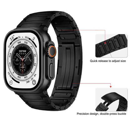 For Apple Watch 46mm / 49mm / 45mm / 44mm Integrated I-Shaped Quick Release Titanium Alloy Watch Band(Black) by bashfashion