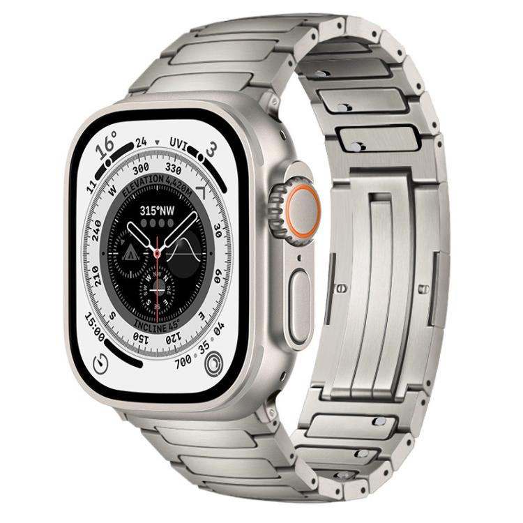 For Apple Watch 46mm / 49mm / 45mm / 44mm Integrated I-Shaped Quick Release Titanium Alloy Watch Band(Silver) by bashfashion