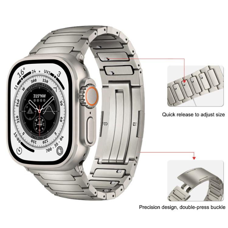 For Apple Watch 46mm / 49mm / 45mm / 44mm Integrated I-Shaped Quick Release Titanium Alloy Watch Band(Silver) by bashfashion