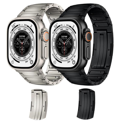 For Apple Watch 46mm / 49mm / 45mm / 44mm Integrated I-Shaped Quick Release Titanium Alloy Watch Band(Black) by bashfashion