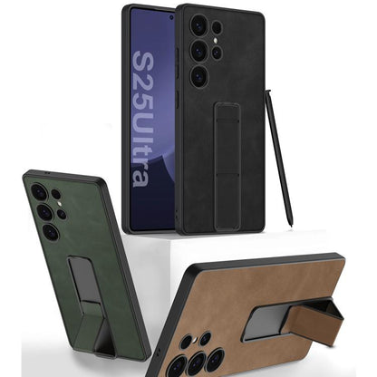 For Samsung Galaxy S25 Ultra 5G GKK Skin Feel Leather Fold Holder Phone Case(Black) by GKK