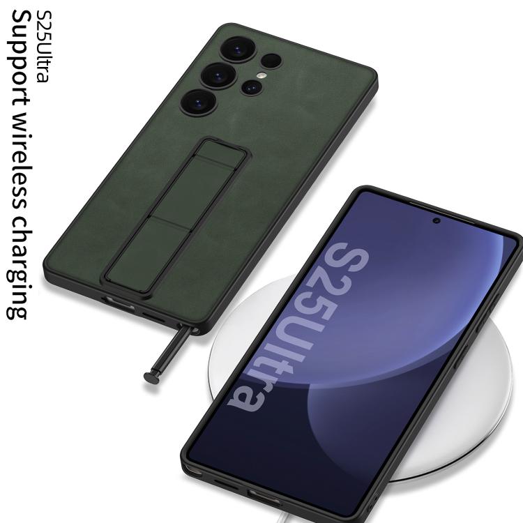 For Samsung Galaxy S25 Ultra 5G GKK Skin Feel Leather Fold Holder Phone Case(Black) by GKK