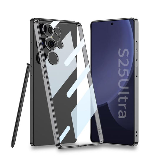For Samsung Galaxy S25 Ultra 5G GKK Plating Transparent PC Phone Case, Not Included Pen(Black) by GKK