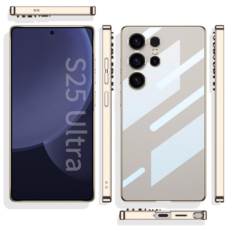 For Samsung Galaxy S25 Ultra 5G GKK Plating Transparent PC Phone Case, Not Included Pen(Black) by GKK