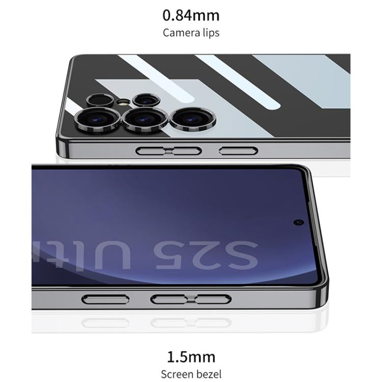 For Samsung Galaxy S25 Ultra 5G GKK Plating Transparent PC Phone Case, Not Included Pen(Black) by GKK