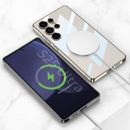 For Samsung Galaxy S25 Ultra 5G GKK Plating Transparent PC Phone Case, Not Included Pen(Black) by GKK