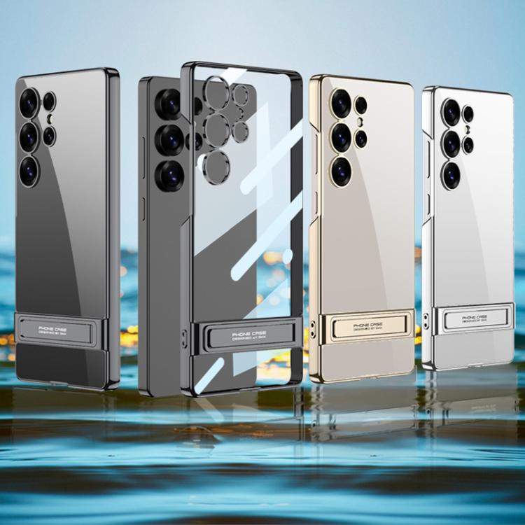 For Samsung Galaxy S25 Ultra 5G GKK Triumph Phantom Clear Full Coverage Phone Case with Holder(Black) by GKK