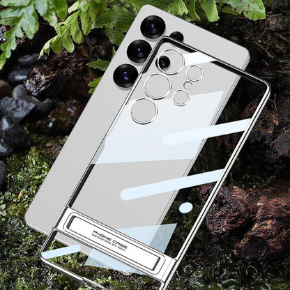 For Samsung Galaxy S25 Ultra 5G GKK Triumph Phantom Clear Full Coverage Phone Case with Holder(Black) by GKK