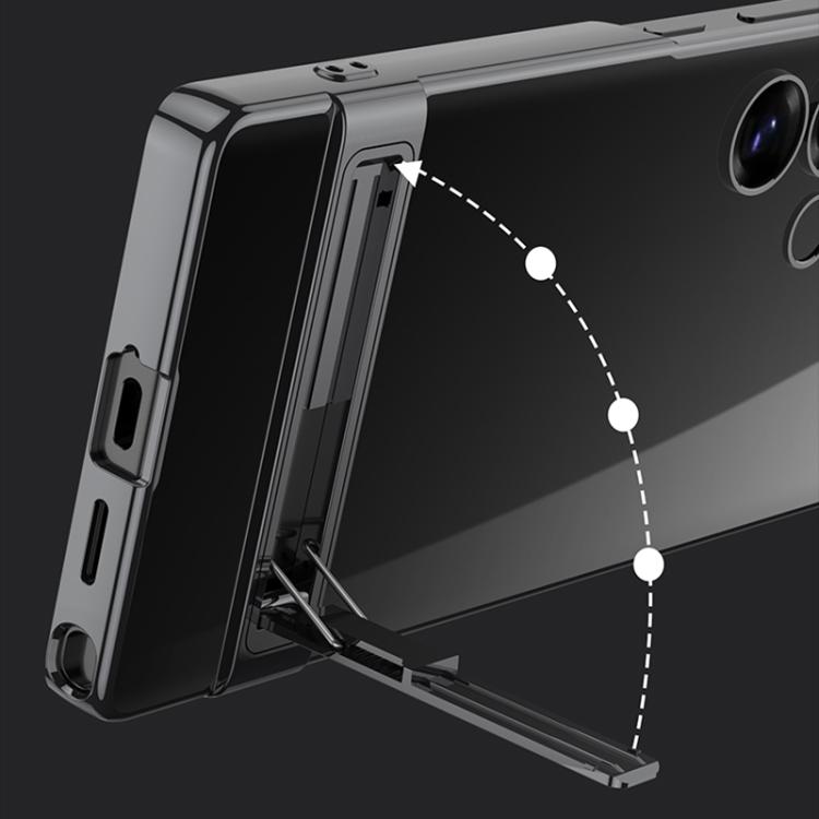 For Samsung Galaxy S25 Ultra 5G GKK Triumph Phantom Clear Full Coverage Phone Case with Holder(Black) by GKK