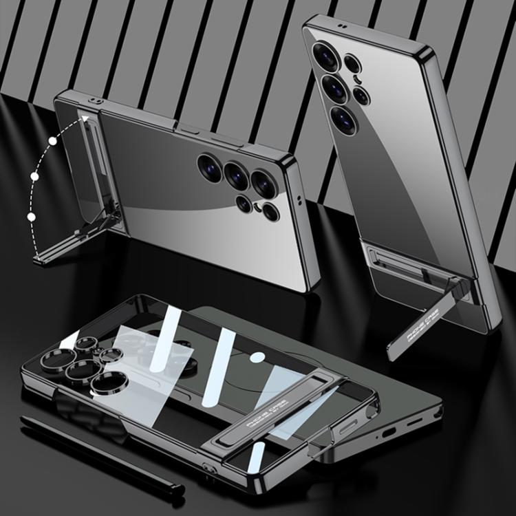 For Samsung Galaxy S25 Ultra 5G GKK Triumph Phantom Clear Full Coverage Phone Case with Holder(Black) by GKK