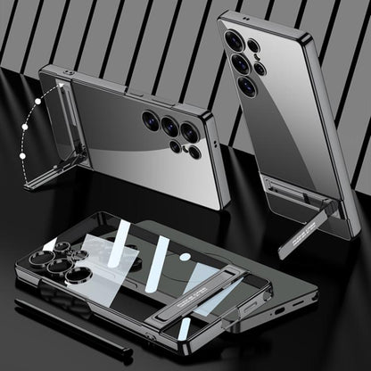 For Samsung Galaxy S25 Ultra 5G GKK Triumph Phantom Clear Full Coverage Phone Case with Holder(Black) by GKK