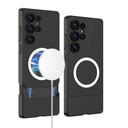 For Samsung Galaxy S25 Ultra 5G GKK Mortise-Tenon Connection Contrast Color Magnetic Phone Case(Black) by GKK