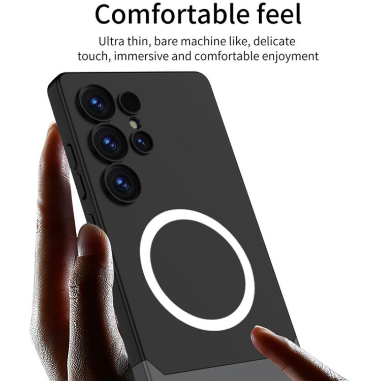 For Samsung Galaxy S25 Ultra 5G GKK Mortise-Tenon Connection Contrast Color Magnetic Phone Case(Black) by GKK