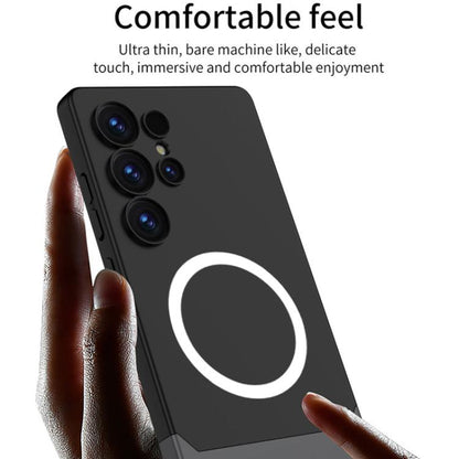 For Samsung Galaxy S25 Ultra 5G GKK Mortise-Tenon Connection Contrast Color Magnetic Phone Case(Black) by GKK