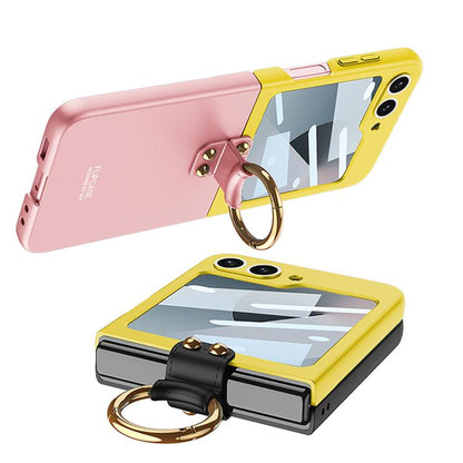 For Samsung Galaxy Z Flip6 / Flip7 FE GKK Integrated Ultra-thin Contrast Color Phone Case with Ring Holder(Black) by GKK