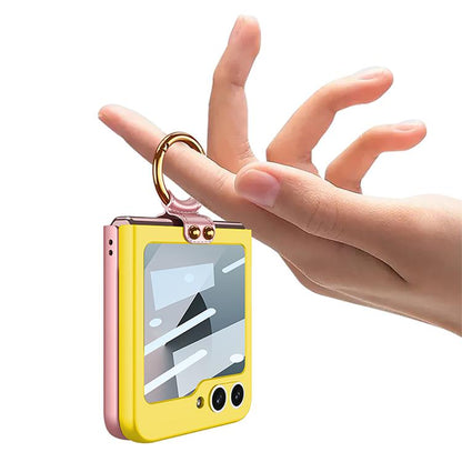 For Samsung Galaxy Z Flip6 / Flip7 FE GKK Integrated Ultra-thin Contrast Color Phone Case with Ring Holder(Black) by GKK