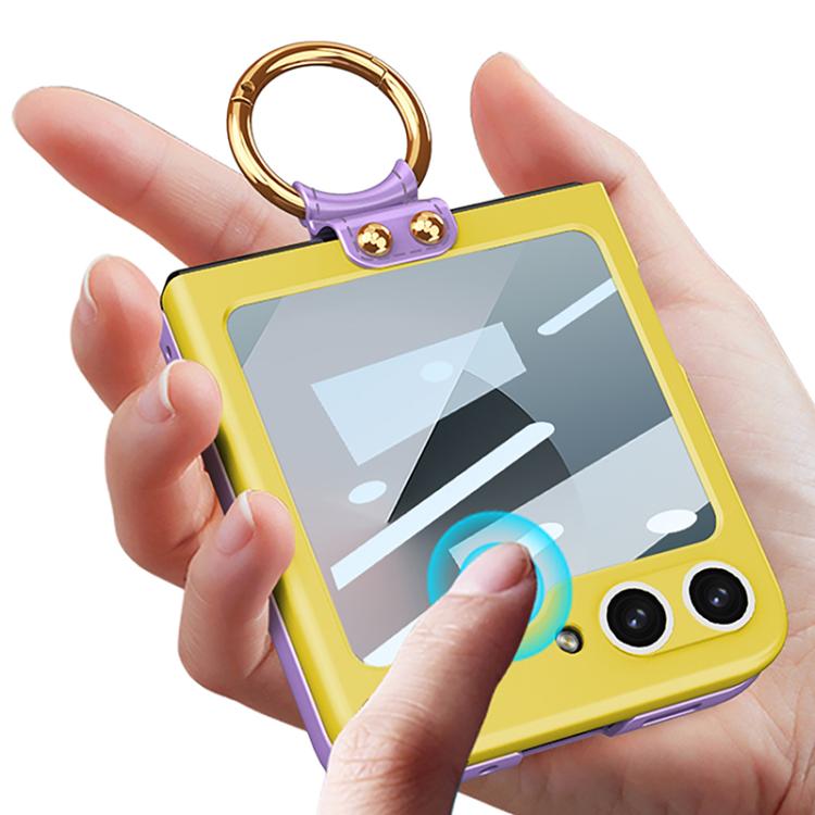 For Samsung Galaxy Z Flip6 / Flip7 FE GKK Integrated Ultra-thin Contrast Color Phone Case with Ring Holder(Black) by GKK