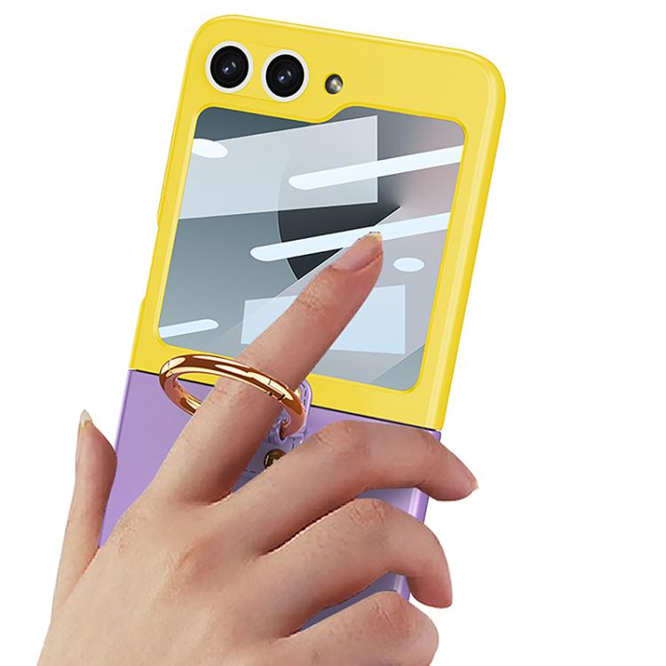 For Samsung Galaxy Z Flip6 / Flip7 FE GKK Integrated Ultra-thin Contrast Color Phone Case with Ring Holder(Black) by GKK