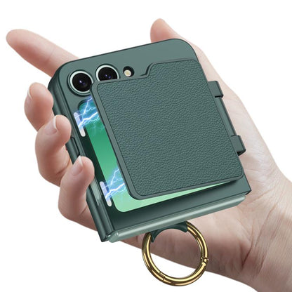 For Samsung Galaxy Z Flip6 / Flip7 FE GKK Ultra-thin Makeup Full Coverage Phone Case with Ring Holder(Black) by GKK