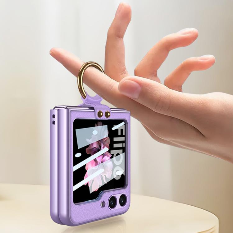 For Samsung Galaxy Z Flip6 GKK Integrated Ultra-thin Leather Phone Case with Ring Holder(Purple) by GKK