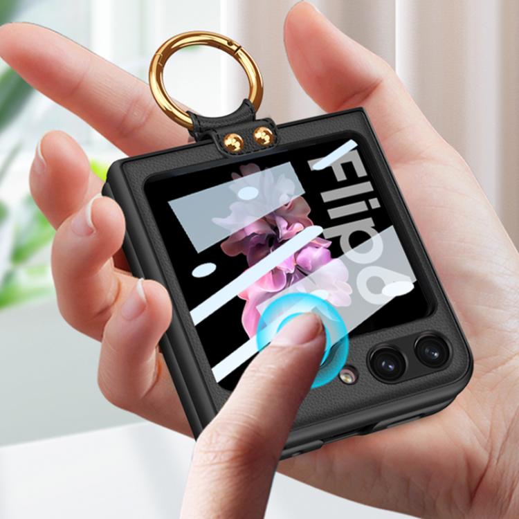 For Samsung Galaxy Z Flip6 GKK Integrated Ultra-thin Leather Phone Case with Ring Holder(Purple) by GKK